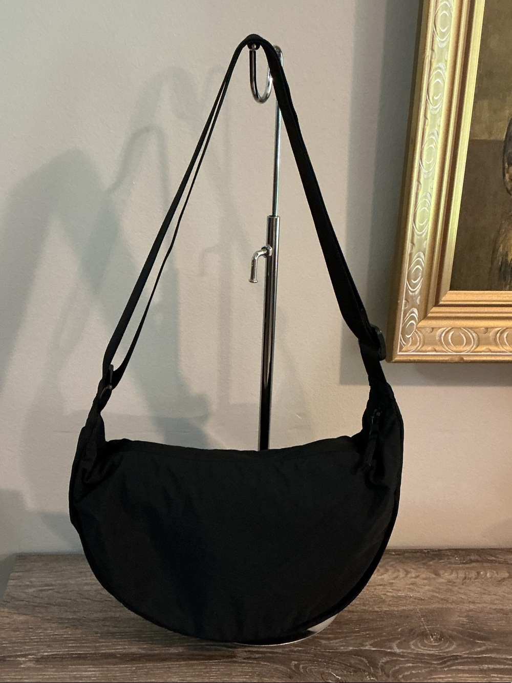 H&M Black Nylon Crossbody Shoulder Crescent Bag EUC 13x7x4